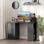120cm Computer Desk Pc Table Workstation W/ 3 Shelf & Drawer | Jet Black
