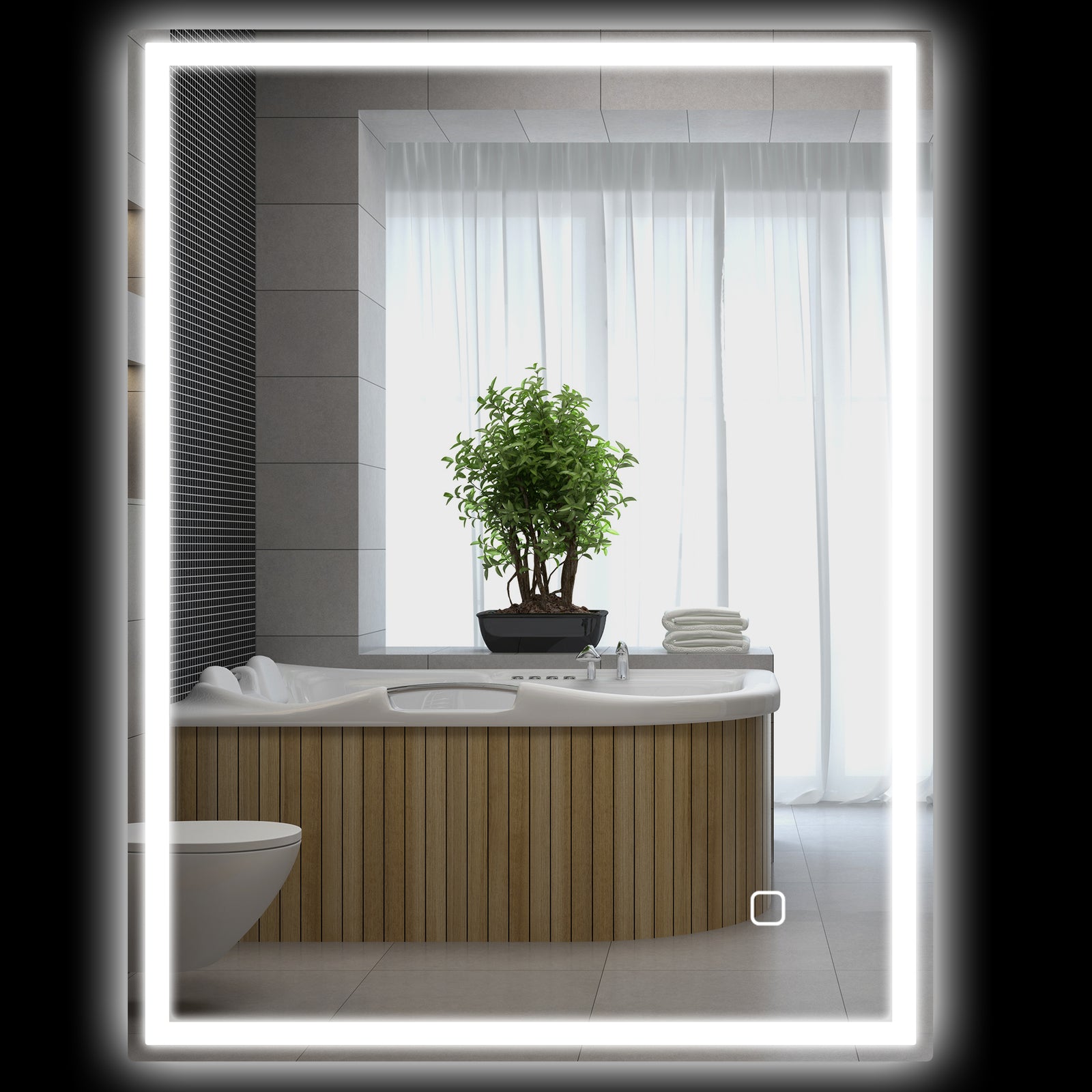 Illuminated Bathroom Mirror With Led 3 Colours Defogging
