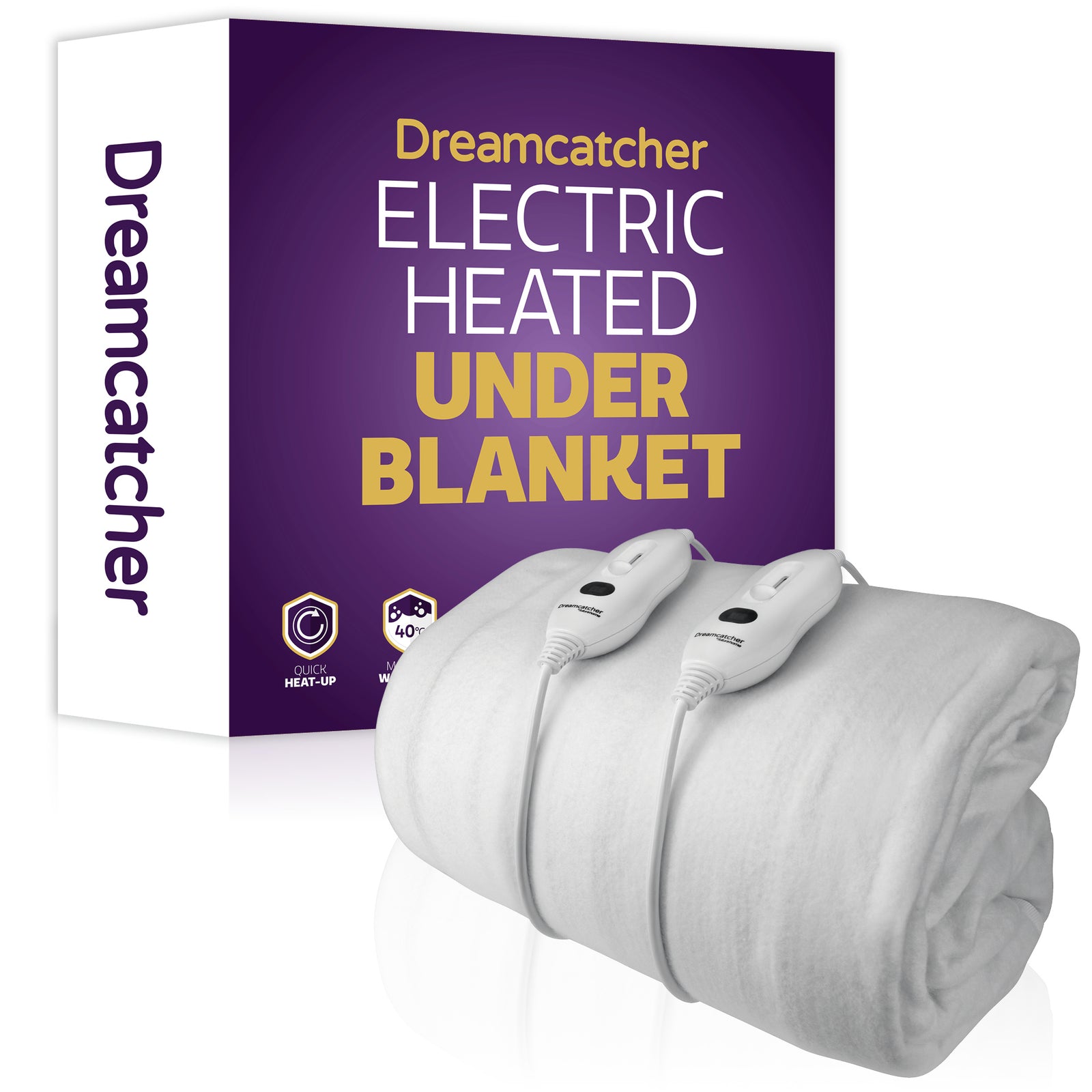Electric Blanket Heated Fully Fitted Underblanket 3 Heat Settings, Machine Washable | King | White