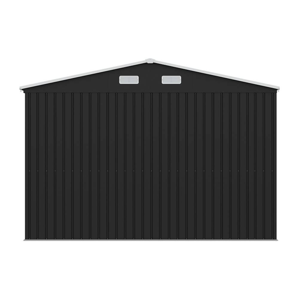 10x16ft Large Metal Storage Shed With Lockable Double Doors, 4 Windows, 4 Vents – Spacious Outdoor Tool Shed