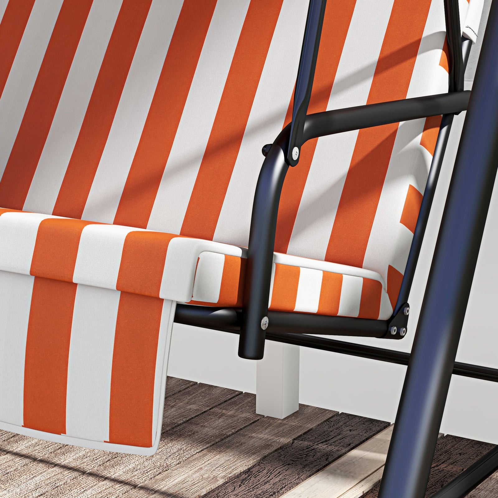 3-seat Swing Chair Garden Swing Seat W/ Adjustable Canopy | Orange