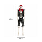 Yezi Halloween Skeleton Life Size Pirate Decor 166cm Pe Plastic White