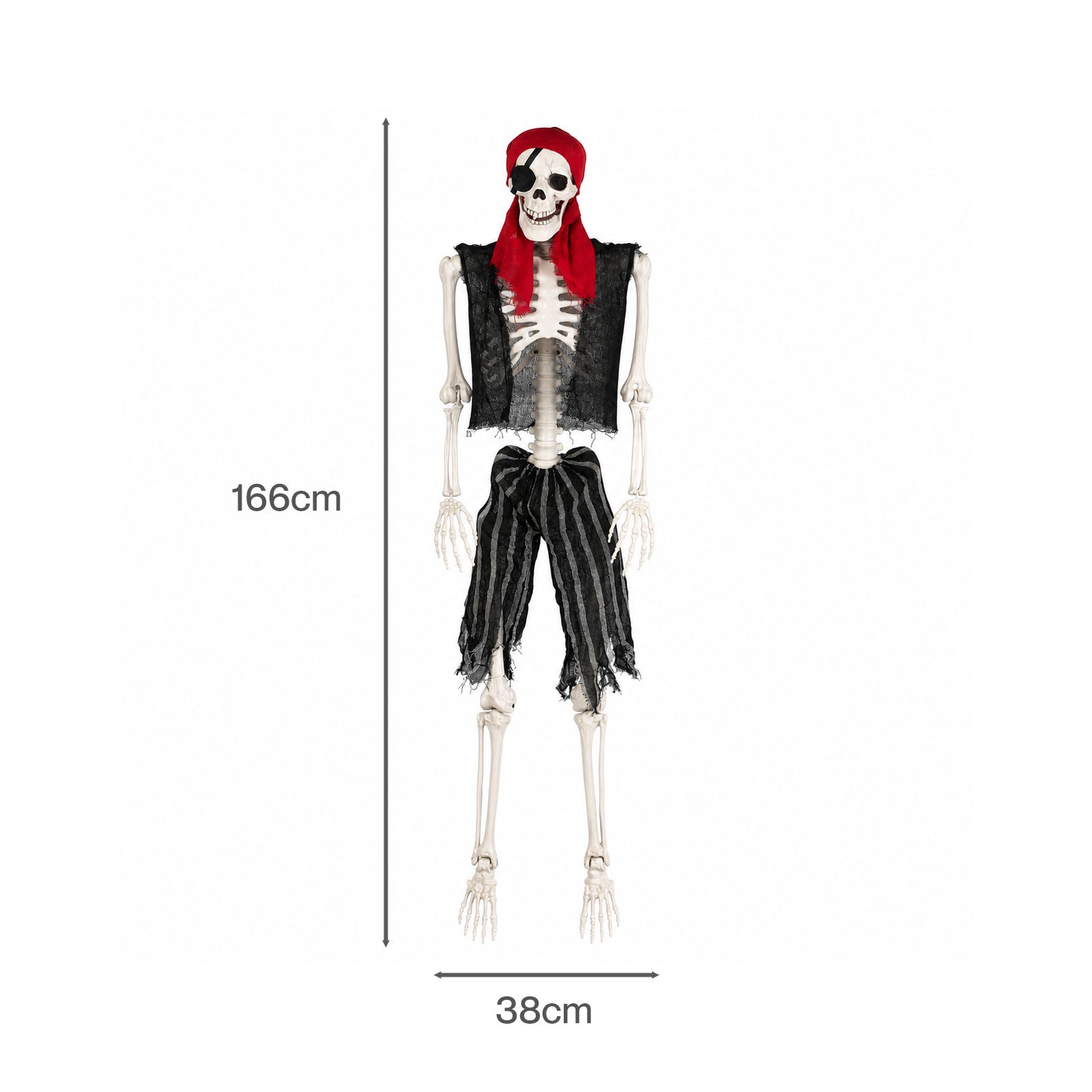 Yezi Halloween Skeleton Life Size Pirate Decor 166cm Pe Plastic White