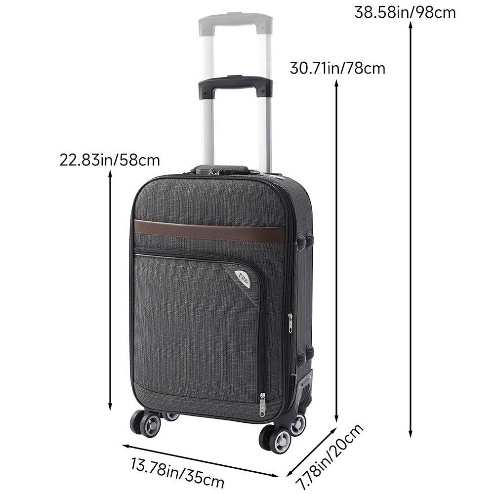 20"softshell Expandable Suitcase With Combination Lock | Grey