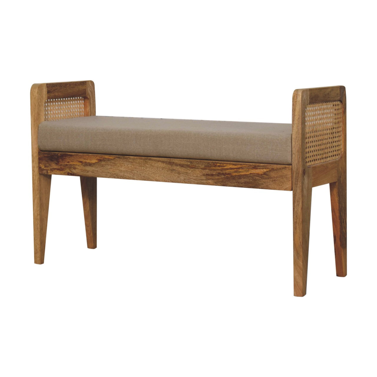 Solid Wood Mud Linen Rattan Bench