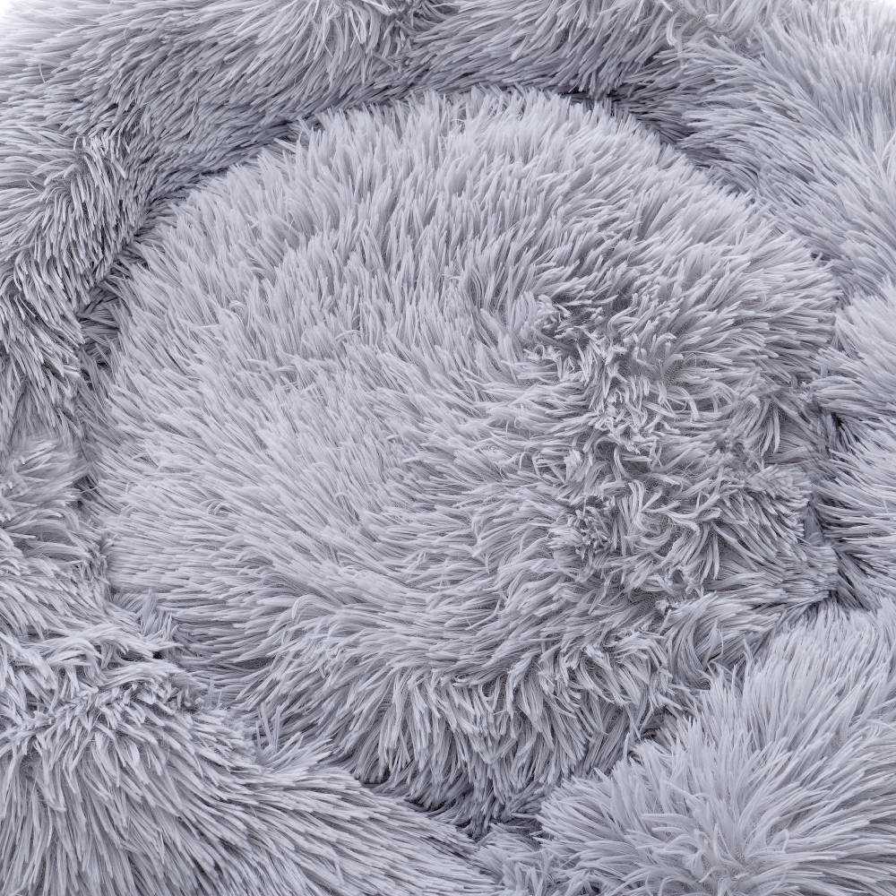 Dia 50cm Calming Donut Plush Dog Cuddler Bed Round Dog Bed | Small | Light Grey