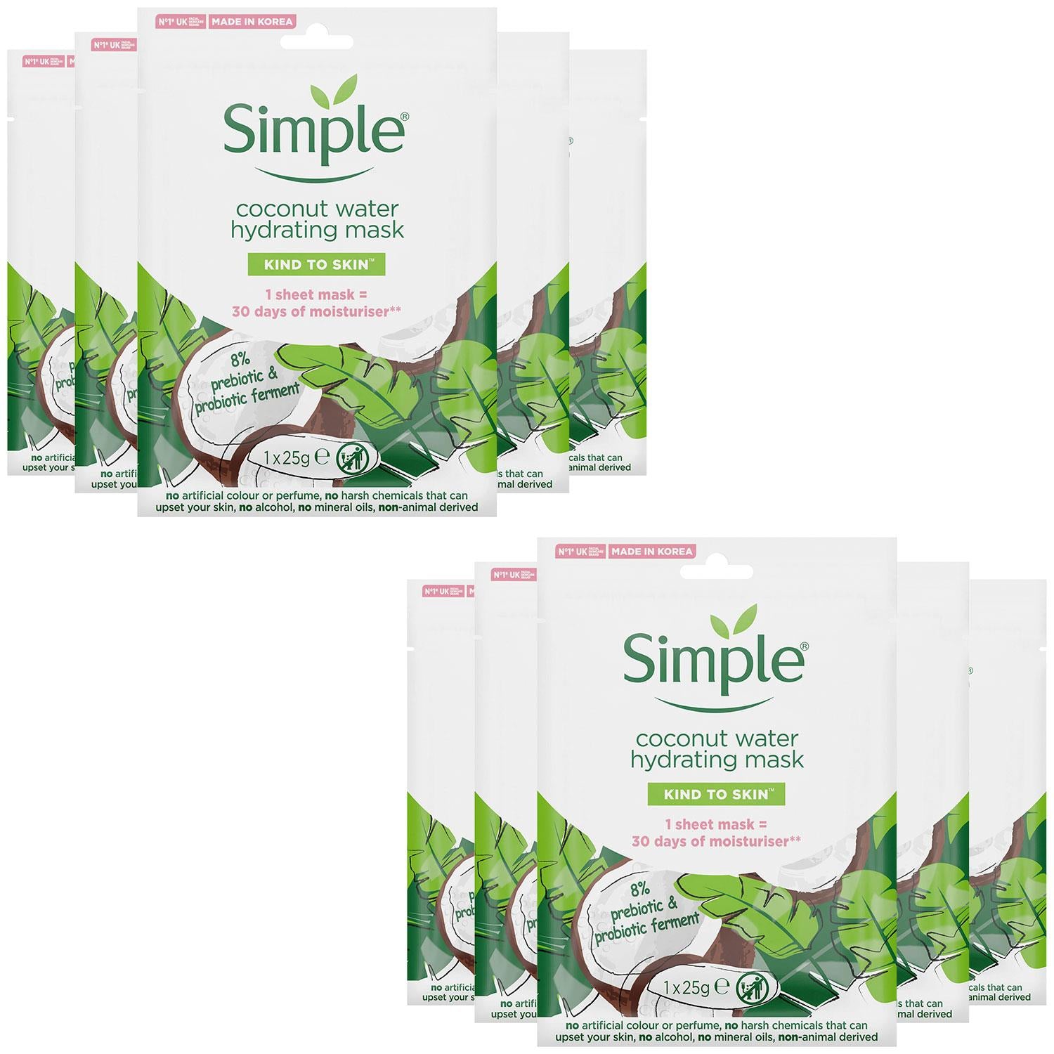 Hydrating Coconut Watersheet Mask With 8% Pre-pro Biotich Ferment, 10x25g | Set of 10 | White