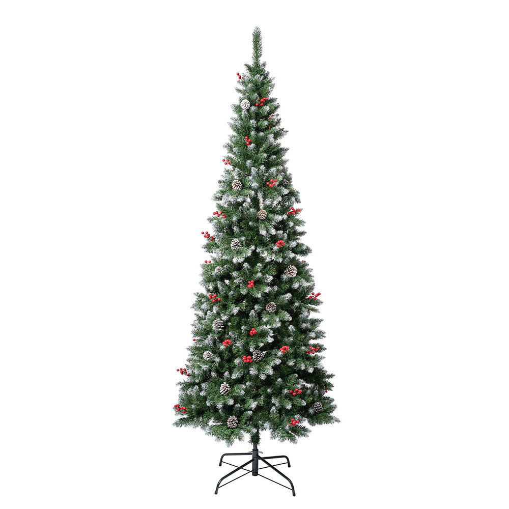 Snow Flocked Christmas Tree With Foldable Metal Stand | 6ft | Green