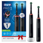 Pro3 Duo Cross Action Electric Rechargeable Toothbrush+travel Case, Black