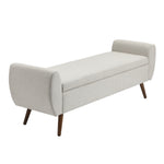 Extra Large Linen Storage Bench – Upholstered Ottoman Seat With Hidden Compartment, 151cm Wide Hallway Or Bedroom Bench | Beige