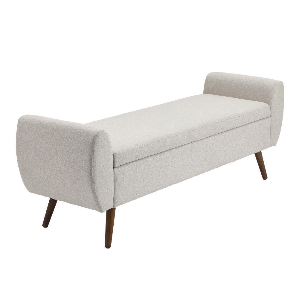 Extra Large Linen Storage Bench – Upholstered Ottoman Seat With Hidden Compartment, 151cm Wide Hallway Or Bedroom Bench | Beige