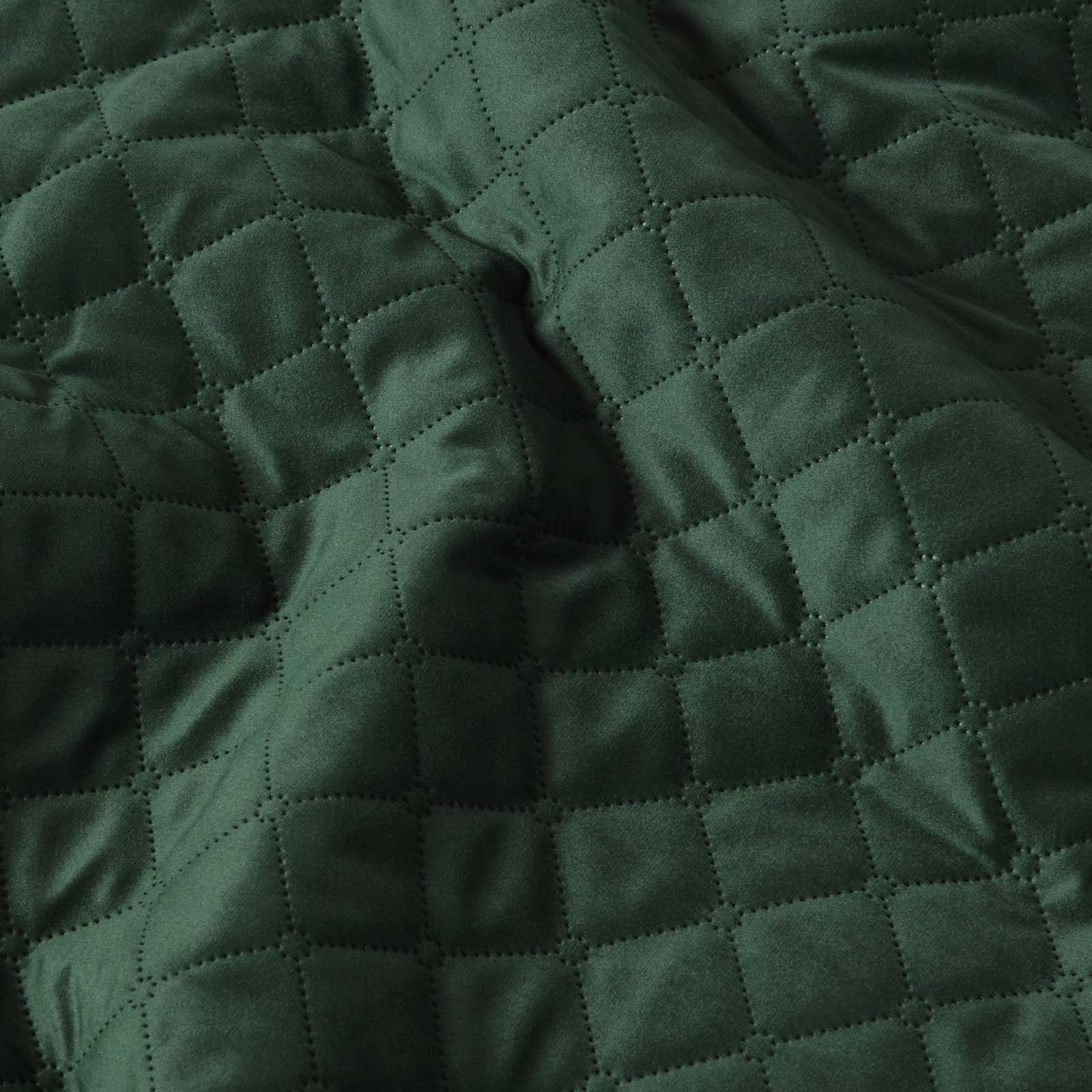 Diamond Quilted Velvet Bed Throw | 150cm x 200cm | Green
