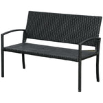 Patio Rattan 2 Seater Garden Bench Love Seater Garden | Black