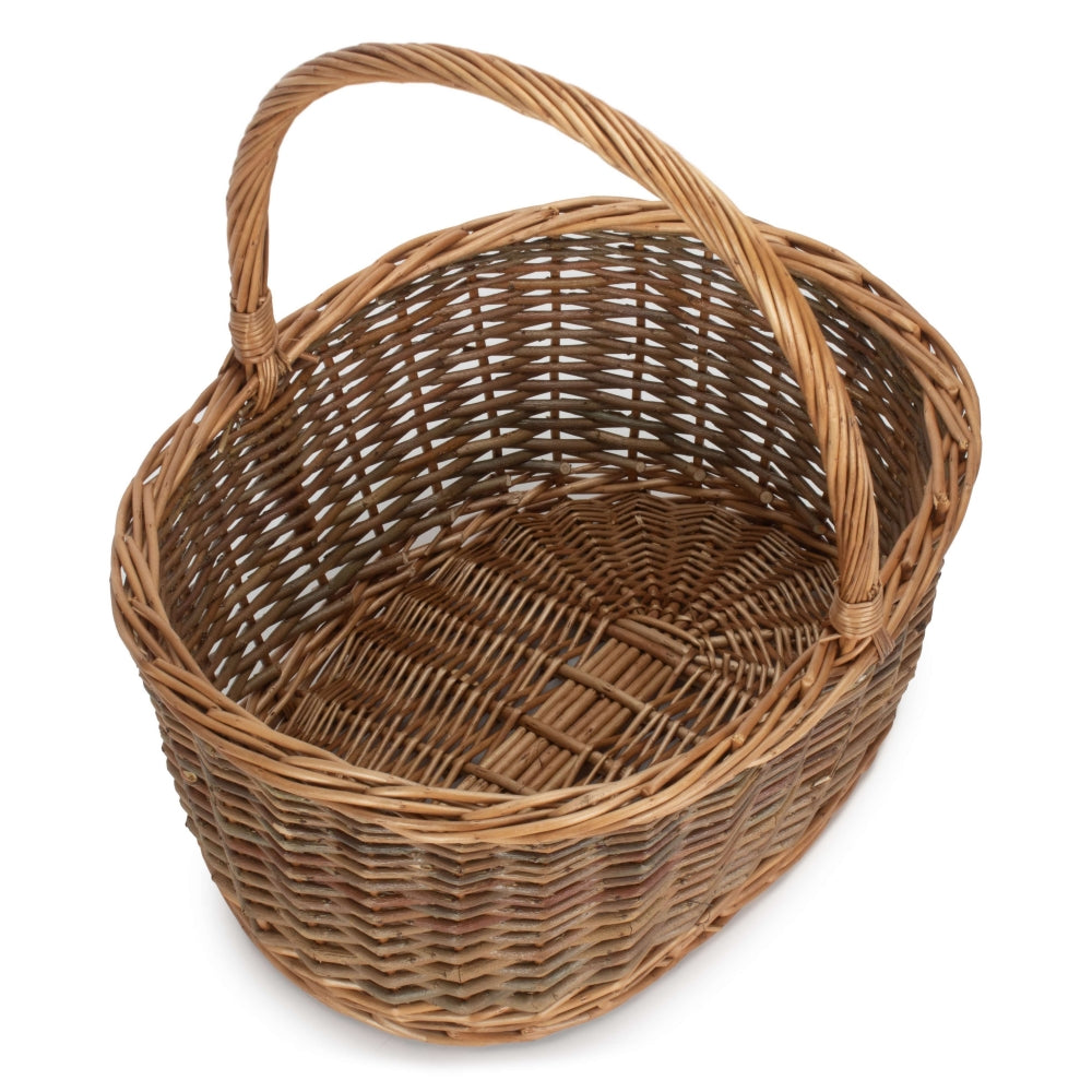 Oval Unpeeled Willow Shopping Basket | Small | Brown