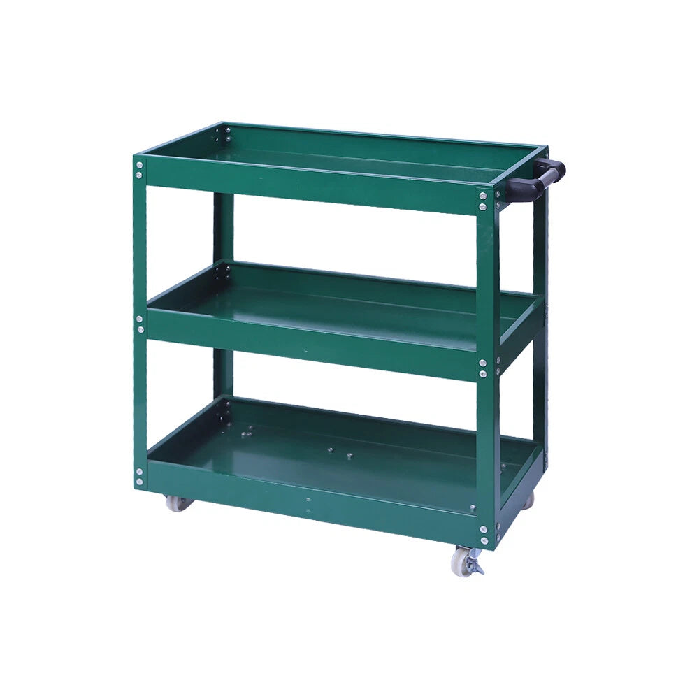 Tool Storage Heavy Duty Durable Garage Trolley Workshop 3 Tier Wheel Cart Shelf | Green