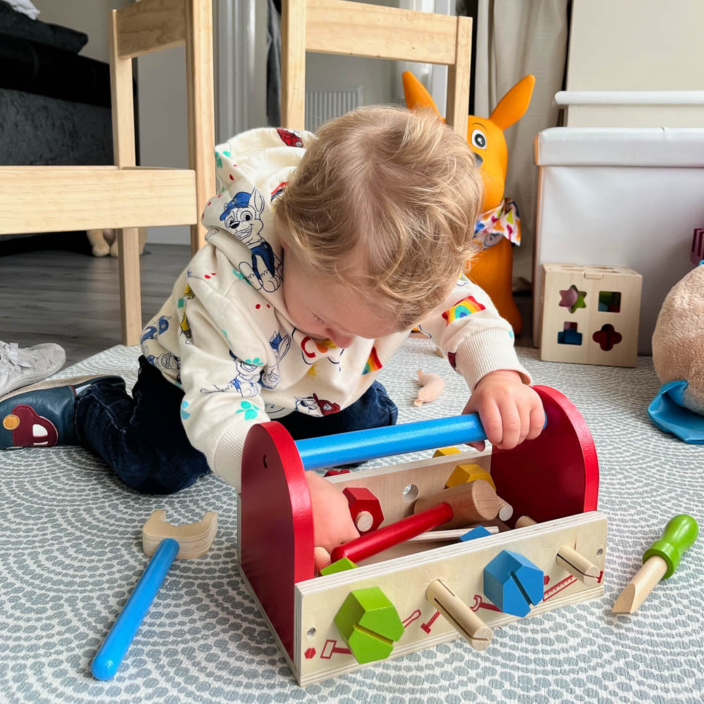 My Wooden Tool Box & Tools, Consists Of 16 Play Pieces