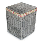 Grey Wash Square Laundry Basket With Garden Rose Lining | Small | Rose