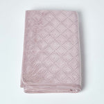 Paragon Diamond Pattern Geometric Velvet Bedspread | 200cm x 200cm | Dusky Pink