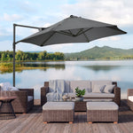 2.5m Cantilever Parasol W/ 360° Rotation, Cross Base | Dark Gray