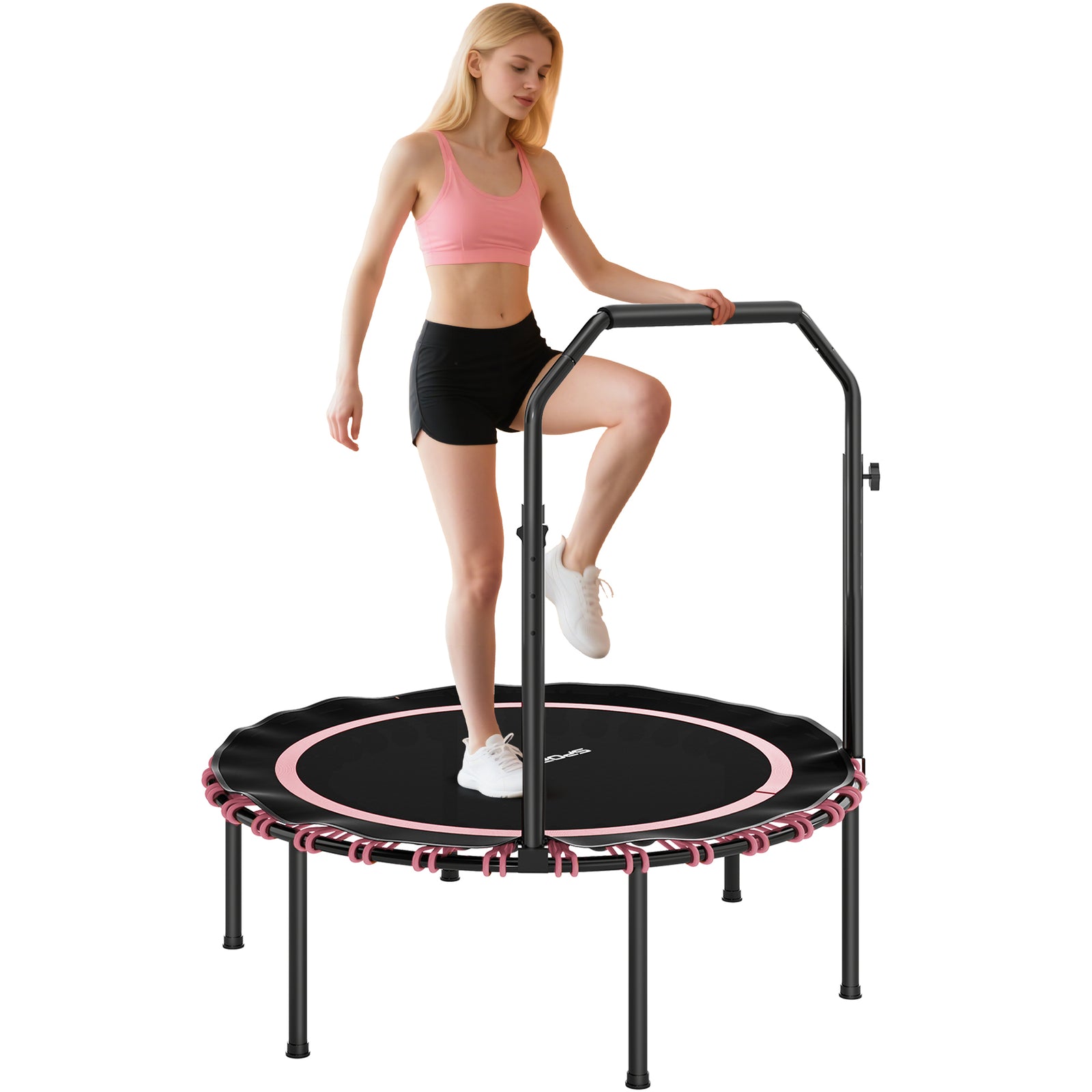 40'' Foldable Fitness Trampoline Rebounder With Handle | Pink