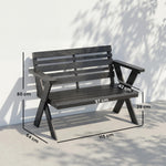Outsunny 2 Seater Wood Garden Bench, Slatted Patio Bench With Armrest Black