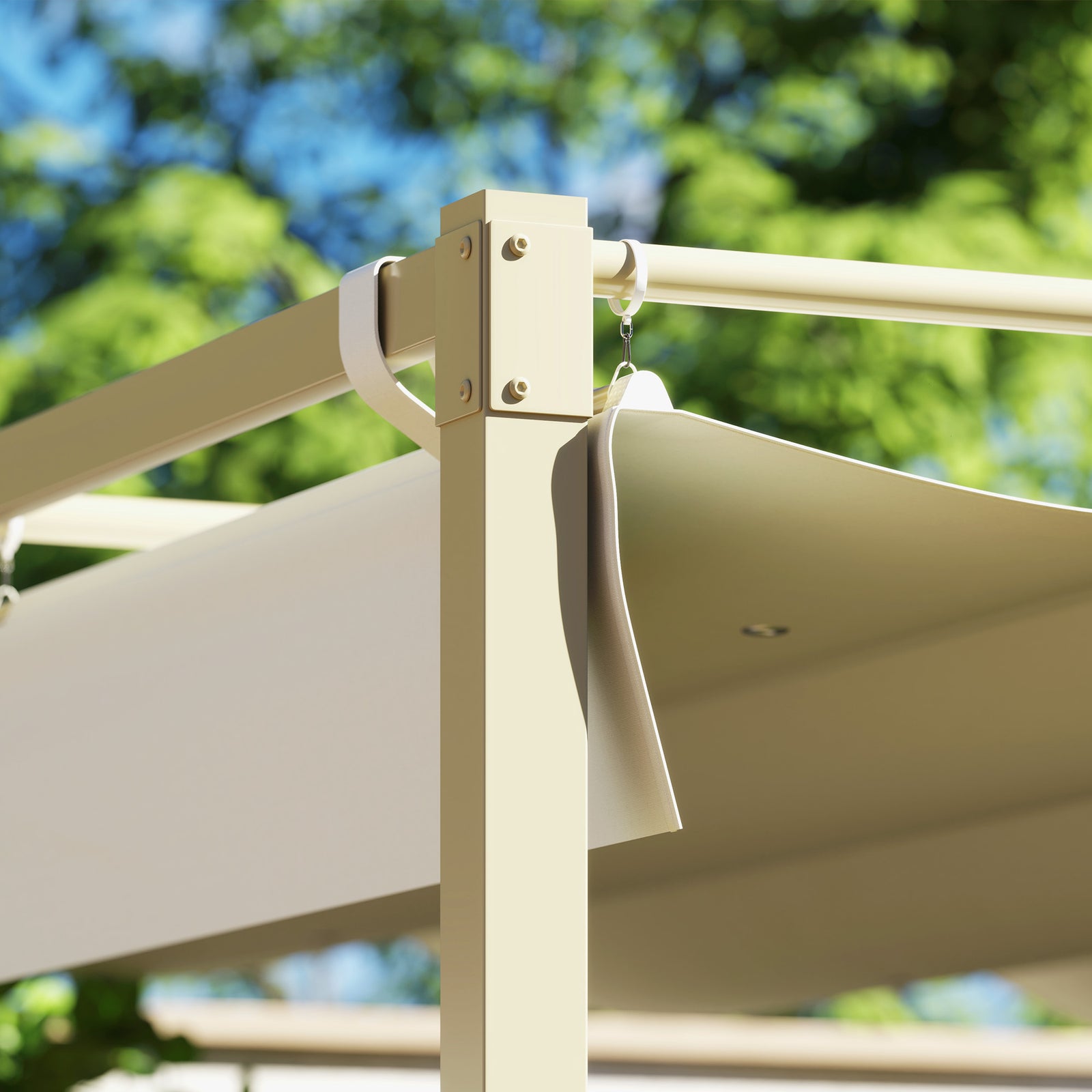 3x3m Pergola With Retractable Roof, Magnetic, Khaki | Khaki