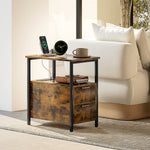 Bedside Table W/ Charging Station, Rustic Brown