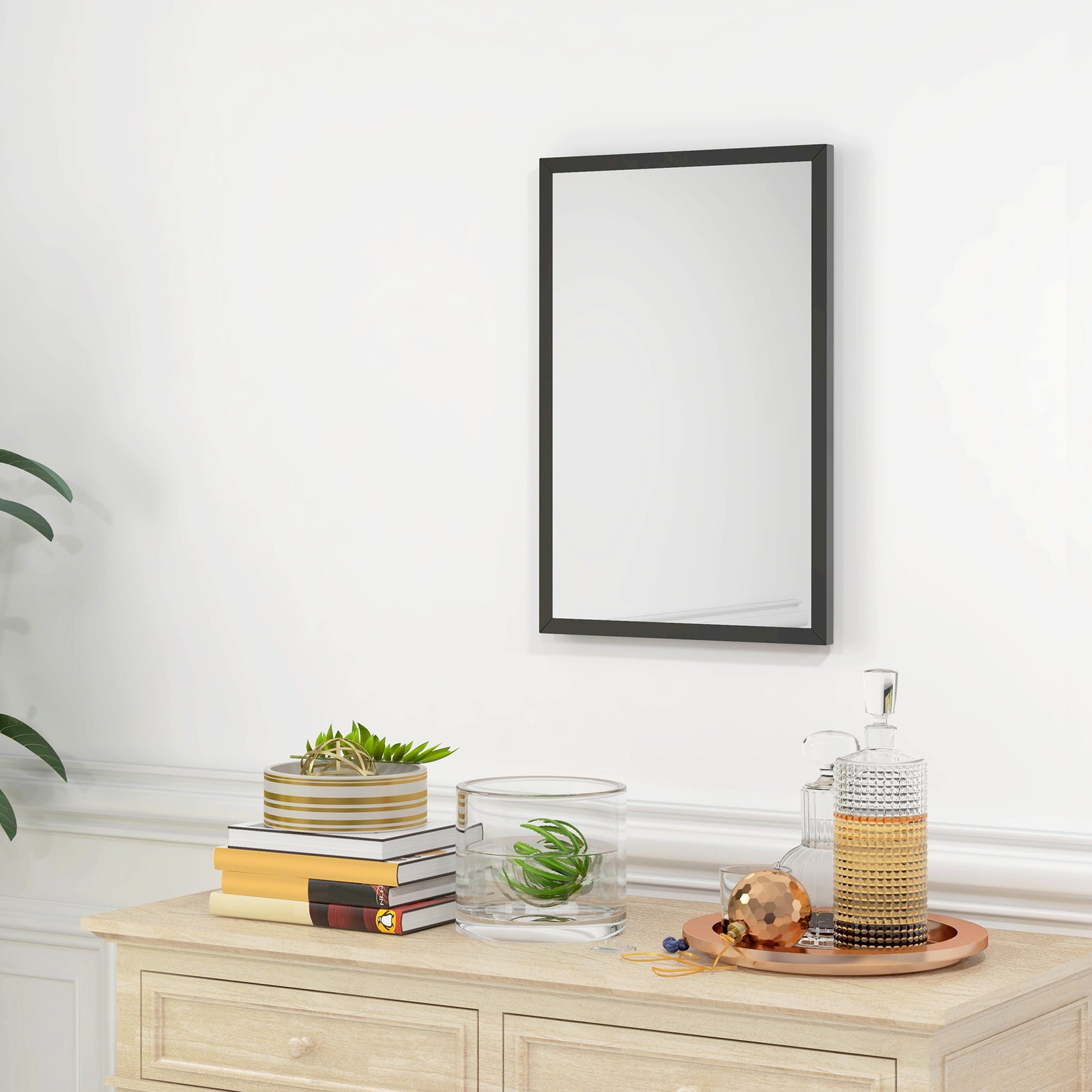 60x40/70x50cm Wall Bathroom Mirror For Home Decor Vanity | Medium | Black