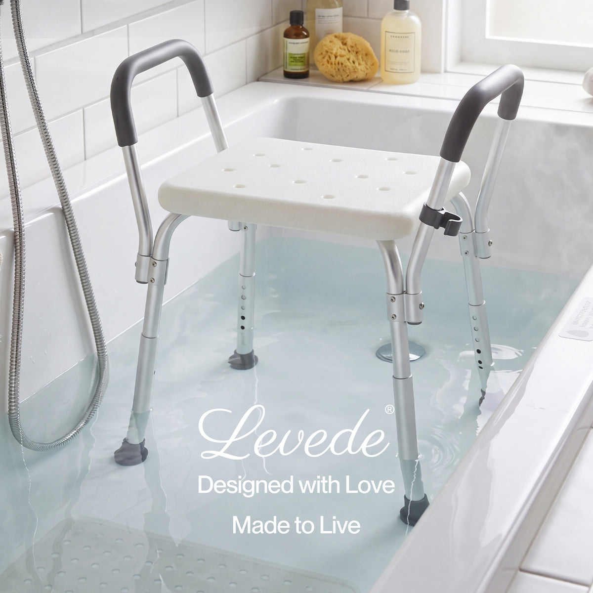Levede Bathroom Shower Chair Adjustable Bath Stool Seat With Handles Disabled