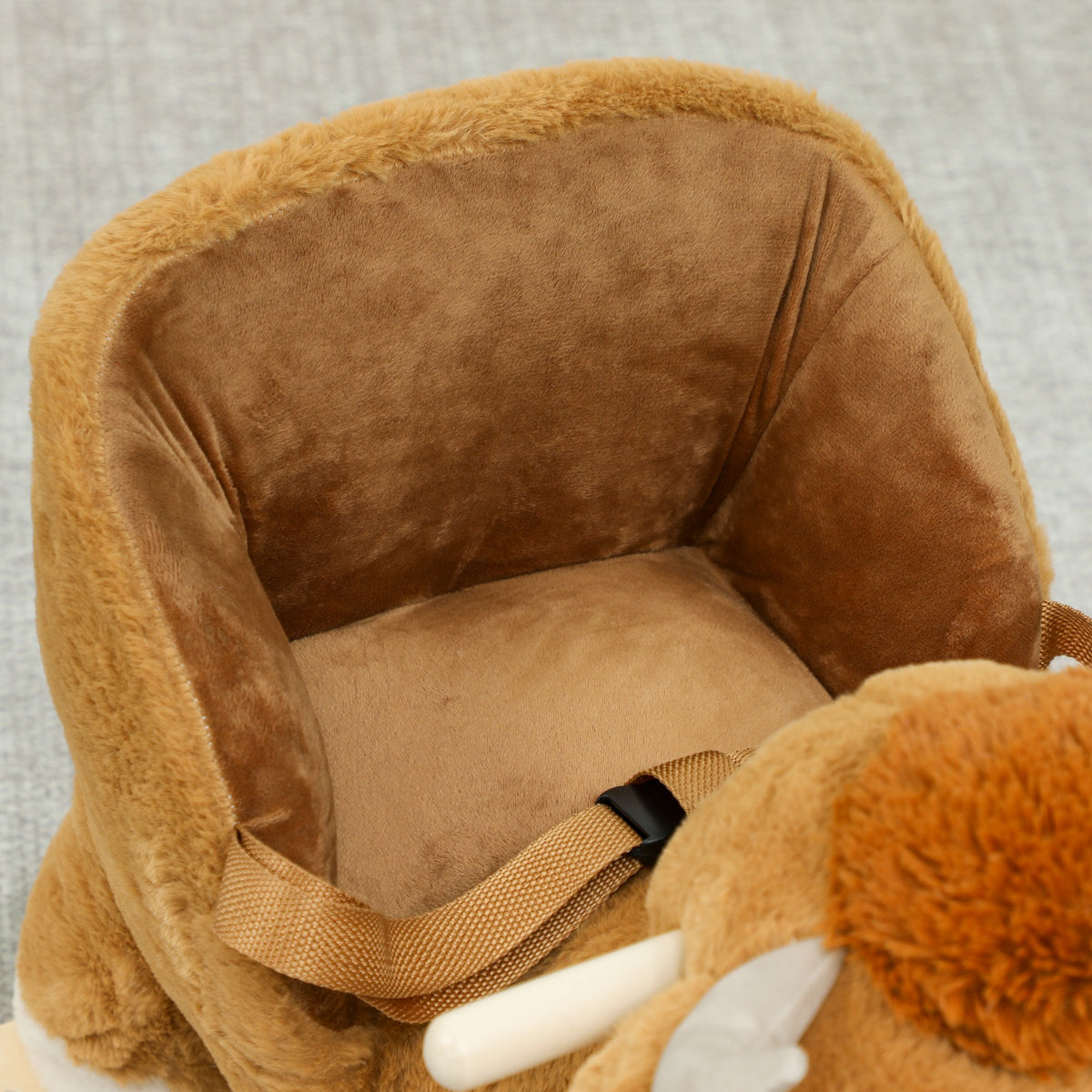 AIYAPLAY Baby Rocking Horse With Song, Safety Belt, Wood Base For 1-3 Years