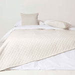 Diamond Quilted Velvet Bed Throw | 150cm x 200cm | Cream