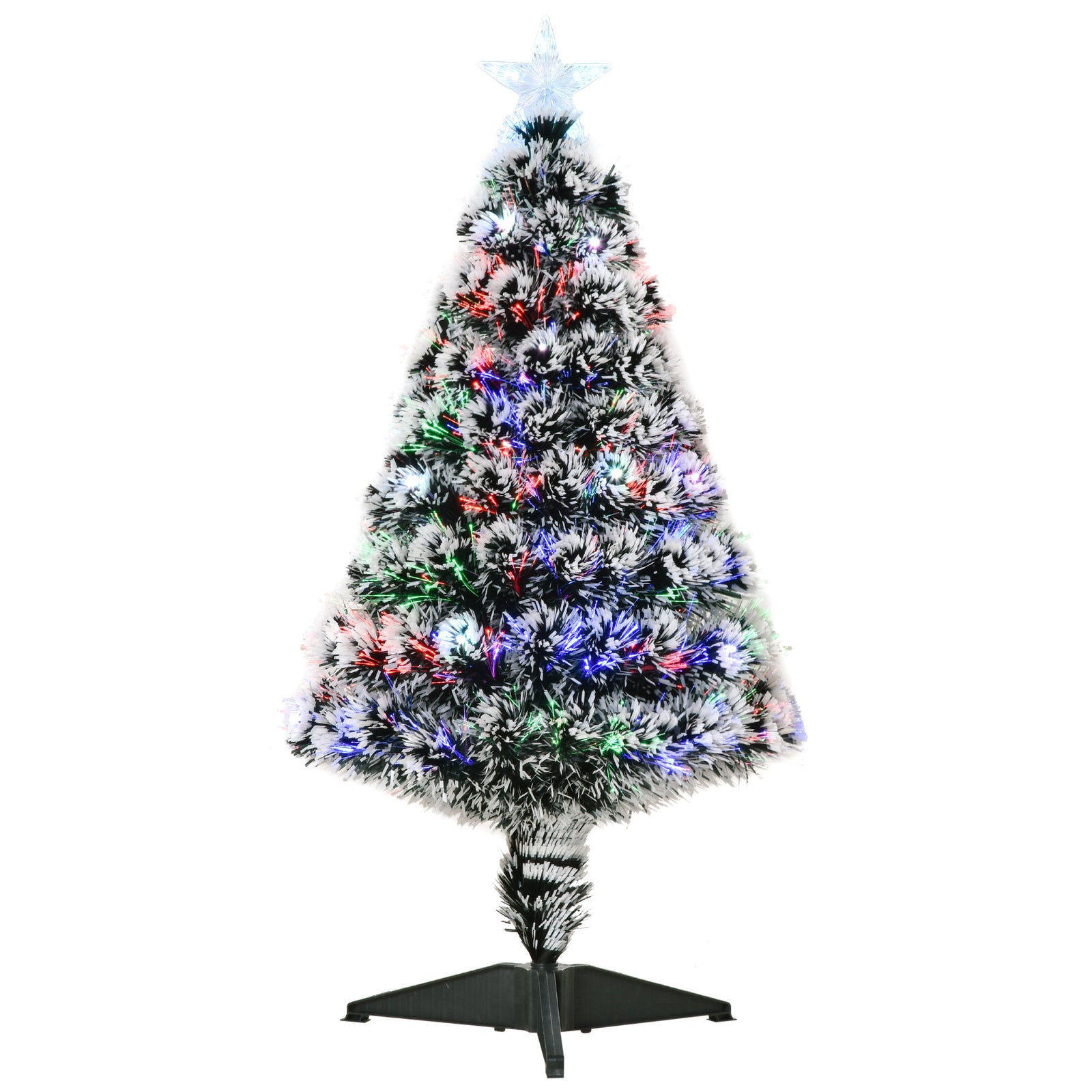 3ft Artificial Prelit Christmas Tree, Snow Xmas Tree W/ Fiber Optic | 3ft | Green