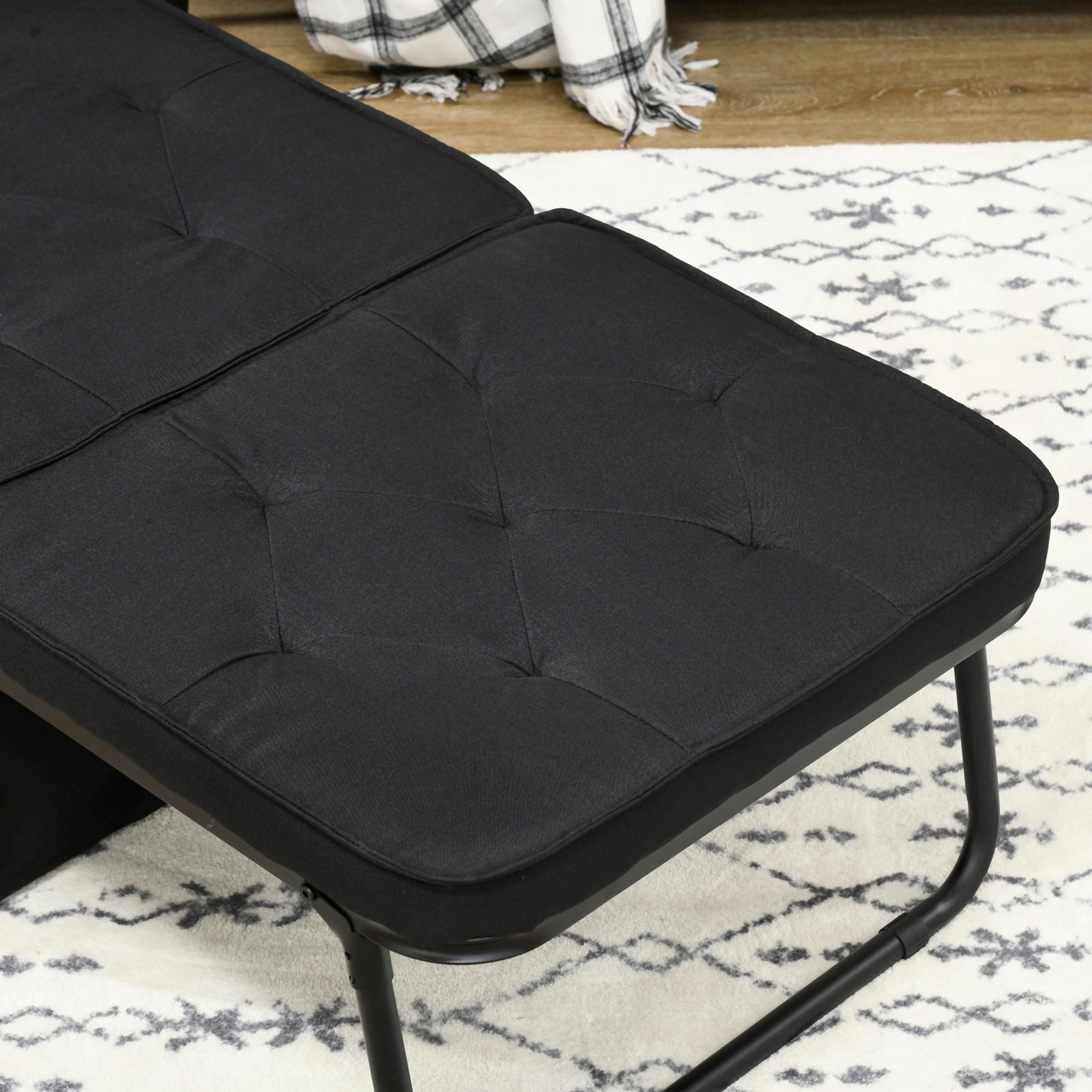 Folding Sleeper Chair Bed With Pillow And Side Pockets | One Size | Black