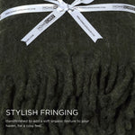Pure Handmade Halo Wool Blend Bed & Sofa Throw Blanket | 130cm x 170cm | Forest Green