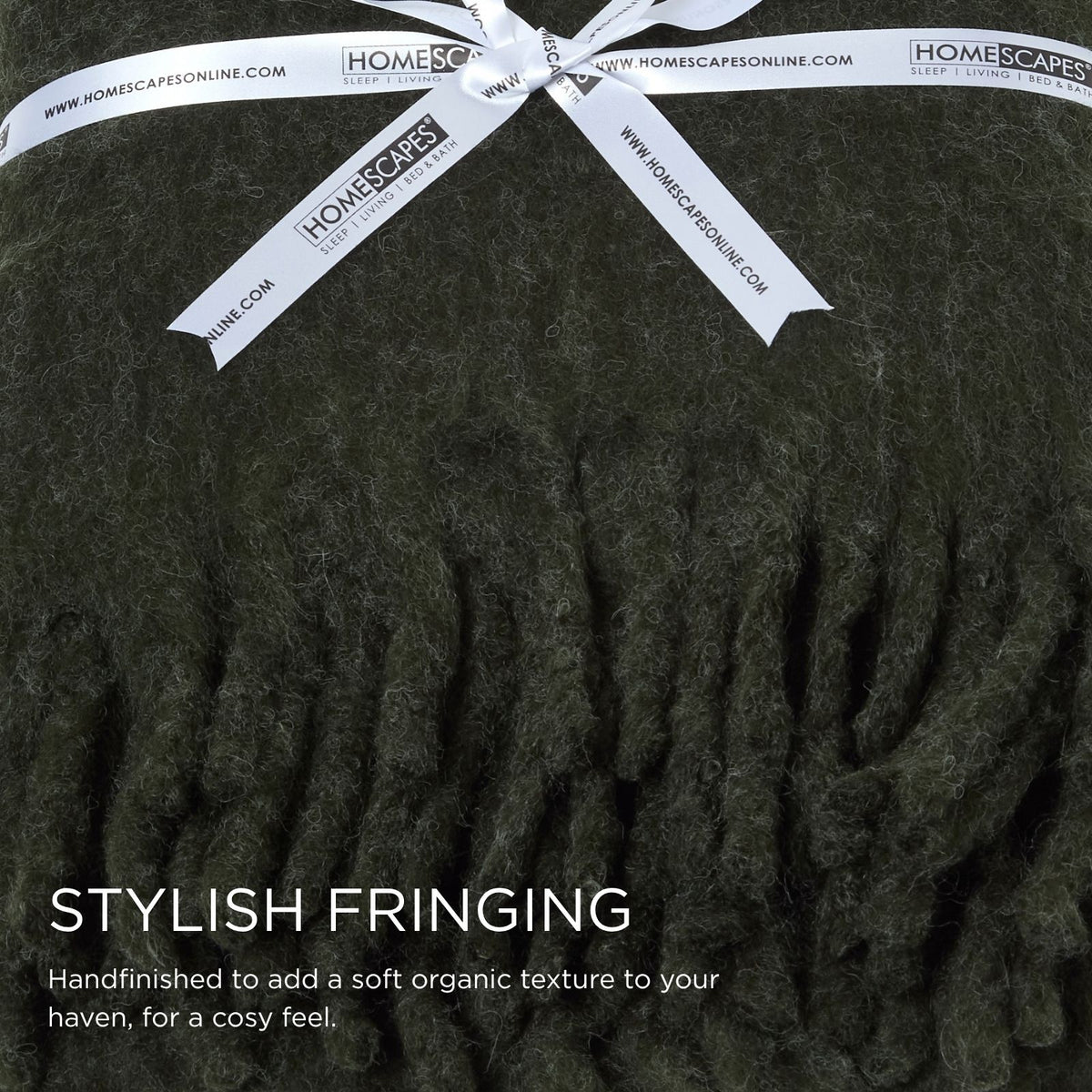 Pure Handmade Halo Wool Blend Bed & Sofa Throw Blanket | 130cm x 170cm | Forest Green