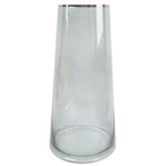 28cm Gold Rim Smoke Grey Glass Vase