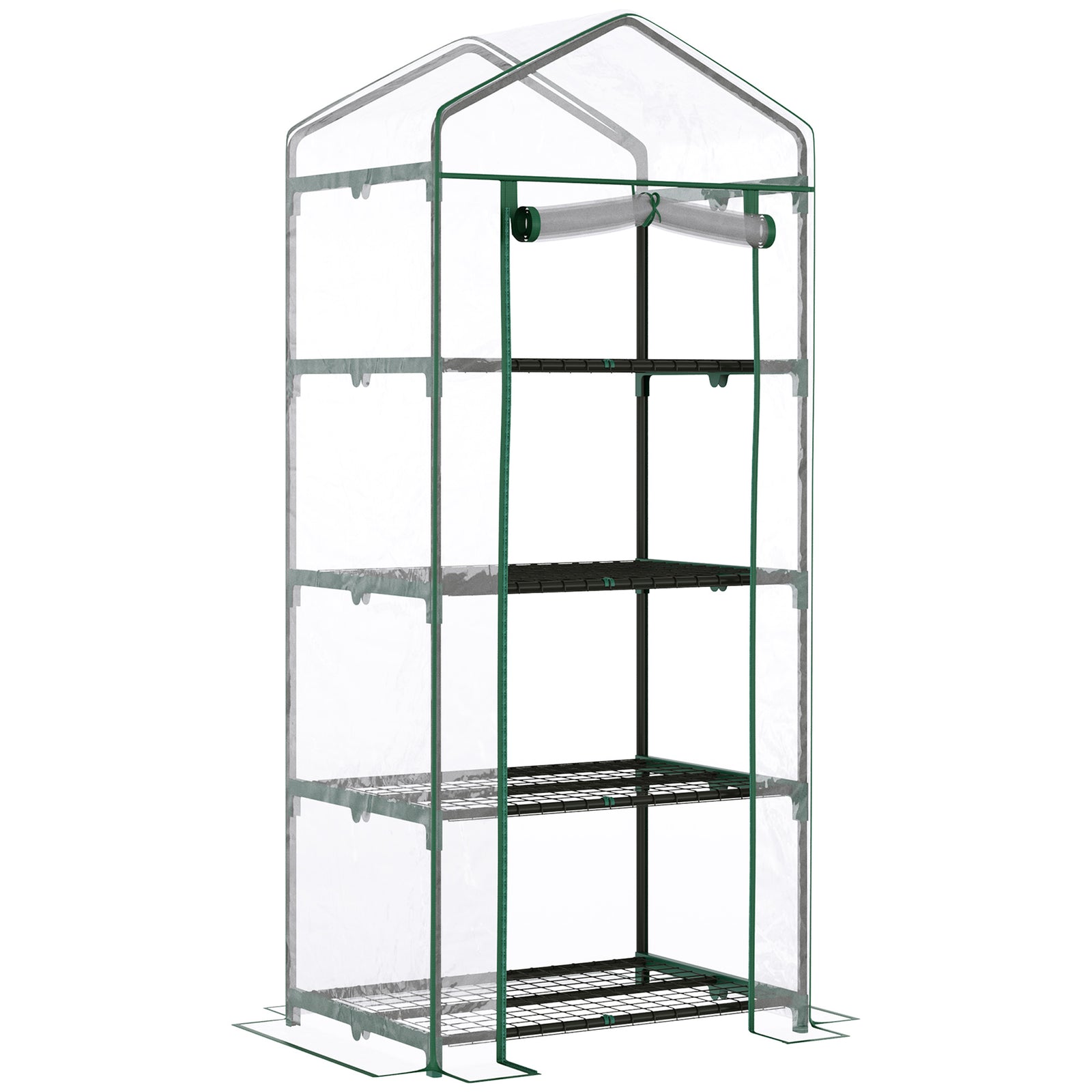 4-tier Portable Greenhouse W/ Pe Cover | Green