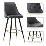 Set Of 2 Modern Upholstered Velvet High Chairs Bar Stools