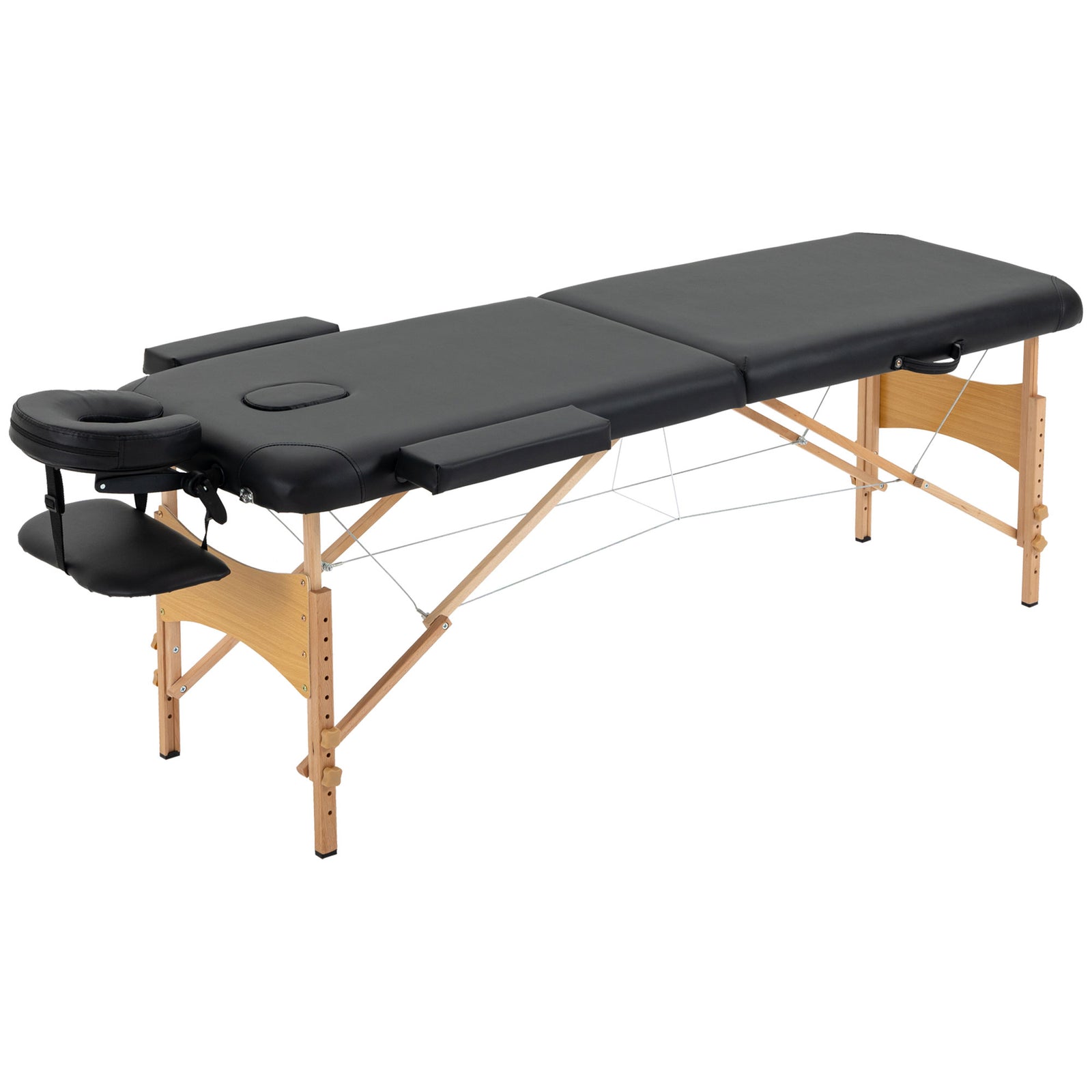 Wooden Folding Spa Beauty Massage Table W/ 2 Sections | One Size | Black