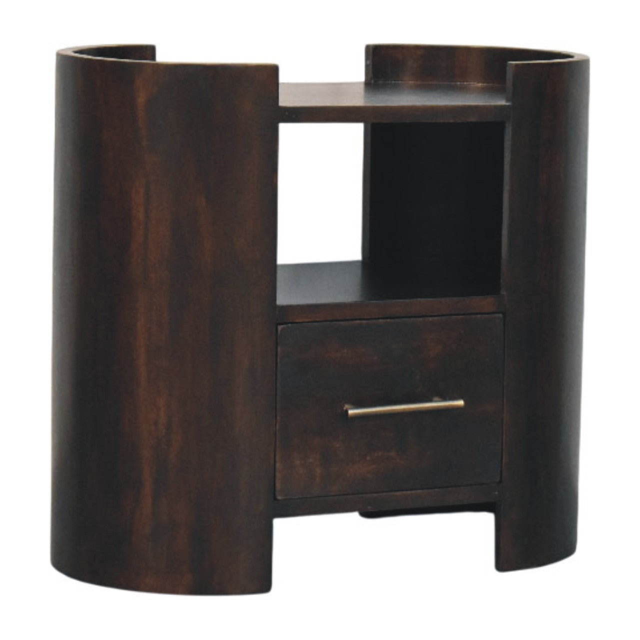 Valencia Bedside Table, 1 Drawer, 2 Open Shelves, Dark Brown | Brown