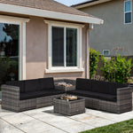 8pcs Patio Rattan Sofa Set Garden Furniture Side Table | Gray