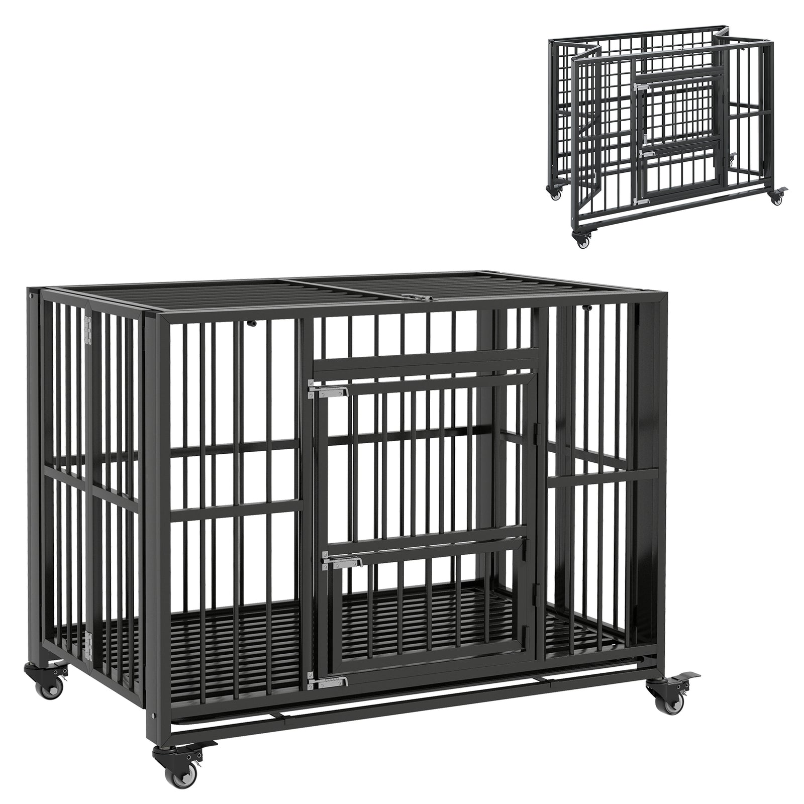 Heavy Duty Dog Crate Foldable W/ Openable Top