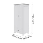 Modern Double-door Wardrobe With Drawer & Hanging Rail | White