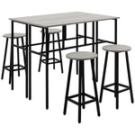 6 Piece Industrial Bar Table Set 2 Breakfast Tables