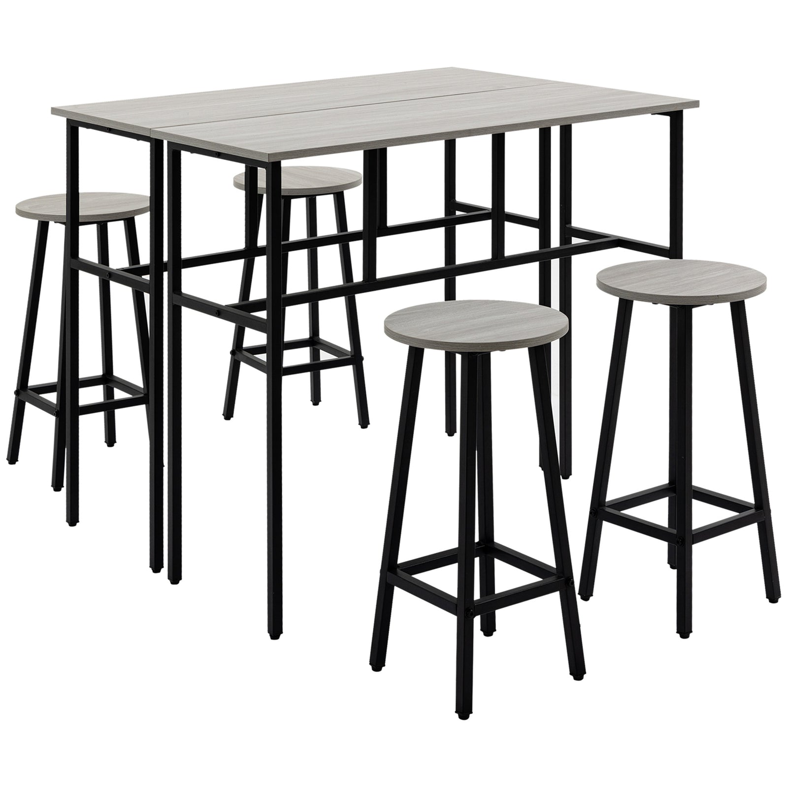 6 Piece Industrial Bar Table Set 2 Breakfast Tables