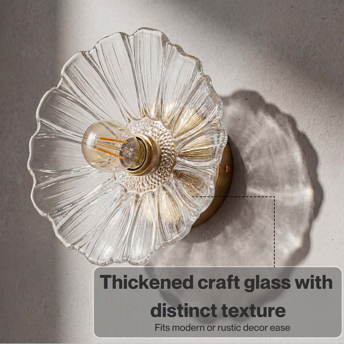 Emitto Ceiling Light Flower Clear Glass Fixture Chandelier Flush Mount 2 Pcs