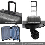55x35x20cm Cabin Carry Bag Hard Shell Suitcase 100+ Airline Approved | Cabin | Charcoal