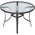 106cm Round Garden Dining Table W/ Tempered Glass Top
