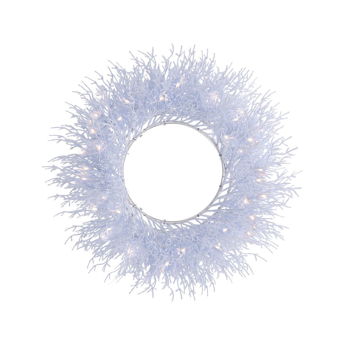 Indoor & Outdoor Living Arctic Snowdrift Christmas Wreath –  White With Warm White Led Lights