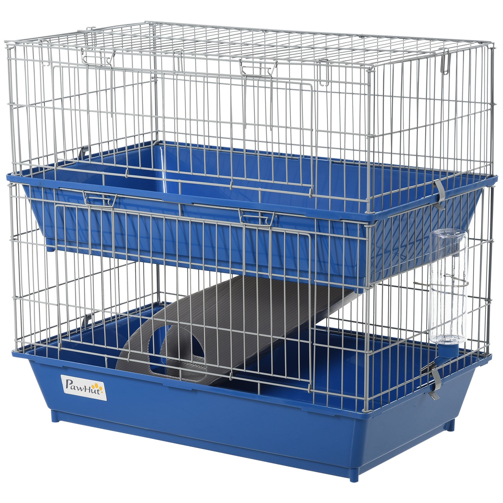 2-tier Small Animal Cage For Rabbit Ferret Chinchilla W/ Ramp Food Dish